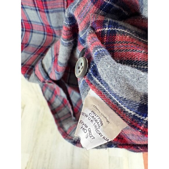 J Crew Boy Fit Plaid Flannel Button Down Shirt Gray Red Size 6 - Picture 6 of 10